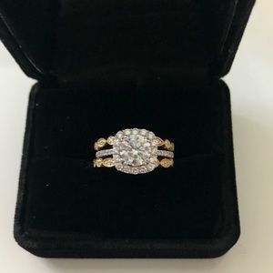 14k White and Yellow Gold wedding set